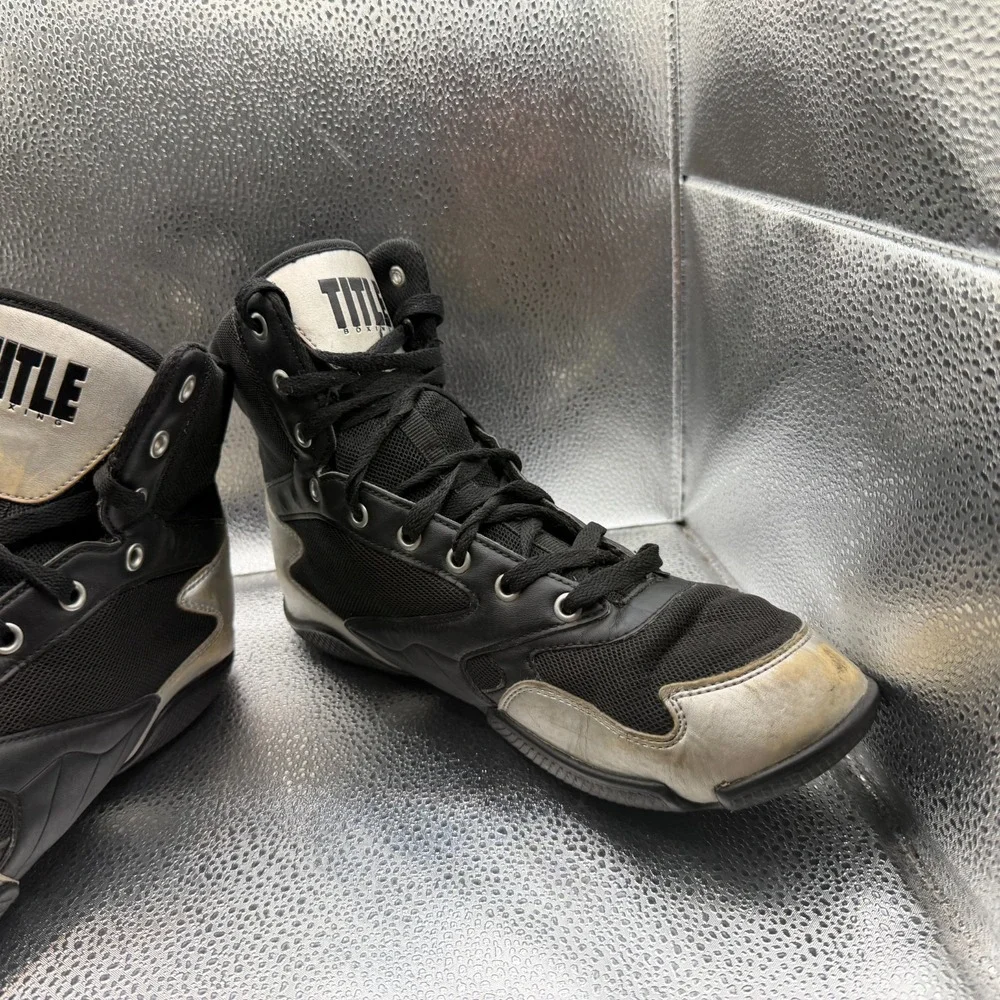Size 10 Title Boxing Total Balance Black‎ Mens High Top Lace Up Boxing Shoes